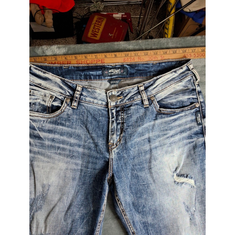 Silver Jeans Co Kenni Mid Rise Distressed Boyfriend Jeans W31 L27 L27158SCS346 - Picture 2 of 10